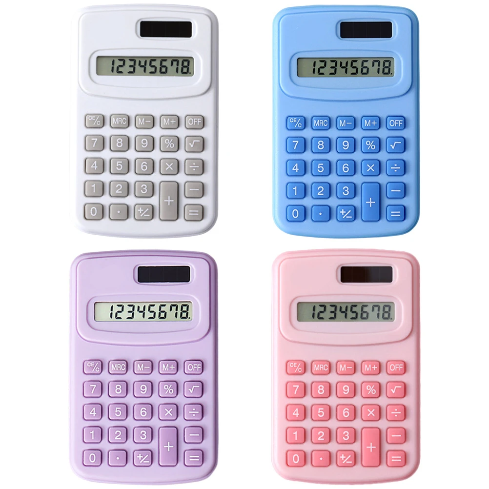 

4pcs Mini Colorful Portable H held Calculator C888 Practical for Students Office Red Blue Purple Small Basic Pocket