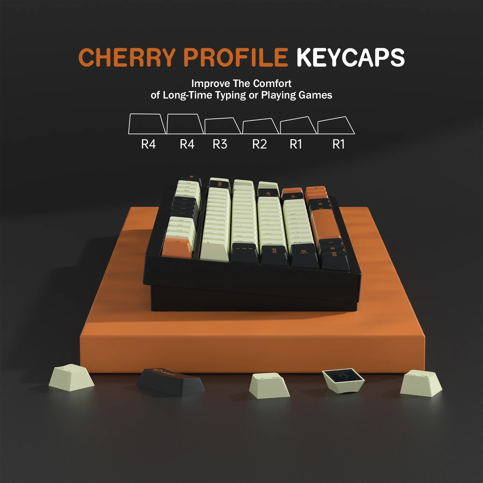 KBDiy Retro GMK Carbon Keycaps Cherry Profile Custom Double Shot PBT Keycap 7u ISO for Mechanical Gaming Keyboard Key Caps Set