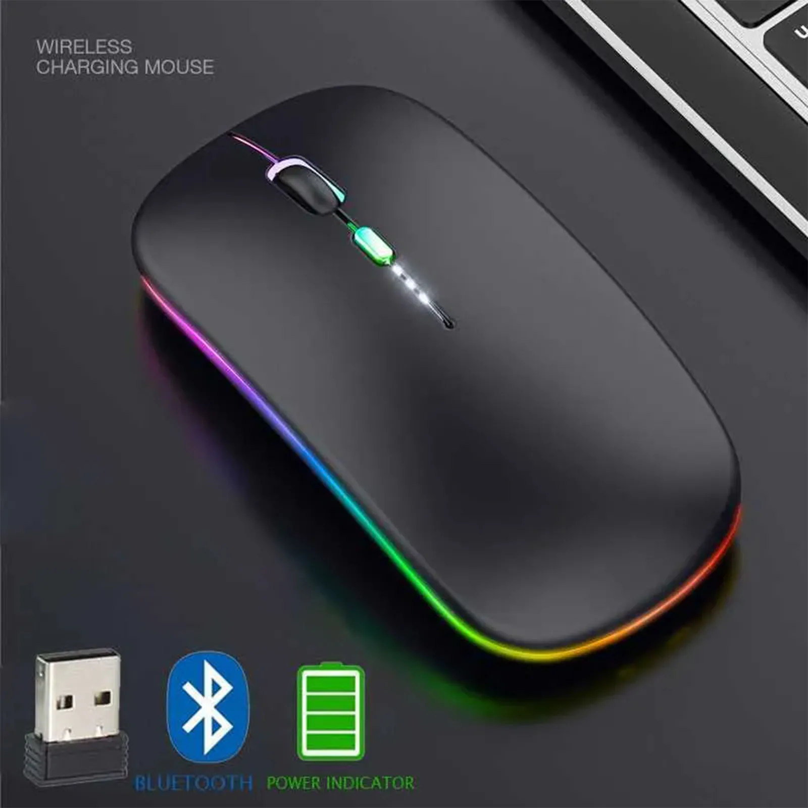 Mice Bluetooth 5.2 Wireless Mouse For Laptop Computer PC Macbook Gaming Mouse Wi-Fi 2.4GHz With USB Rechargeable RGB Light Power