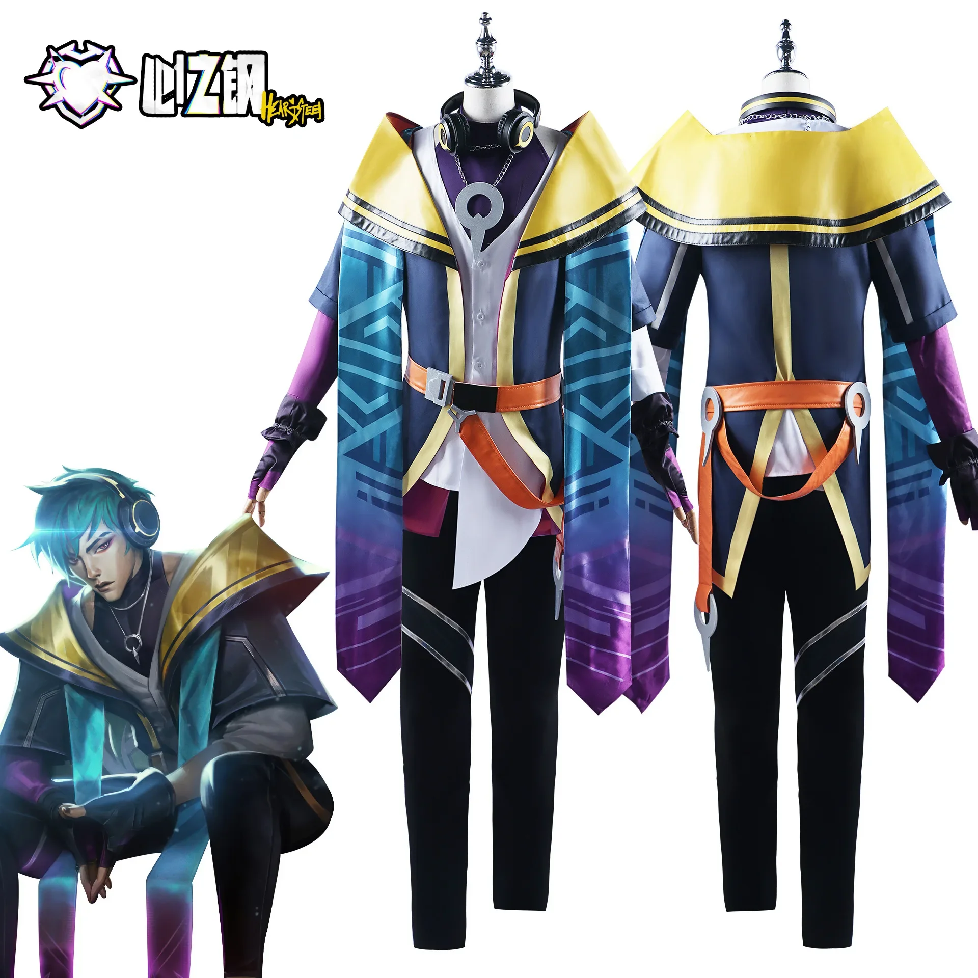 LoL Aphelios  Cosplay Costume Game Heartsteel Team  Men Role Play Outfit Wig Shoes Halloween Event Uniform Accessories Handsome