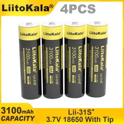 4 szt. LiitoKala Lii-31S 18650 bateria 3,7 V/4,2 V litowo-jonowa 3100 mA 35A bateria zasilająca do urządzeń o wysokim poborze mocy latarka