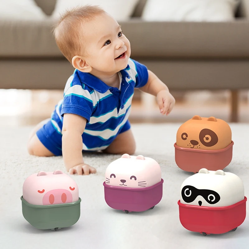 Children's Cartoon Cute Cup Pet Press Slide Toys Car Return Force Inertia Mini Inertial Vehicle Boy Girl Wind Up(D)