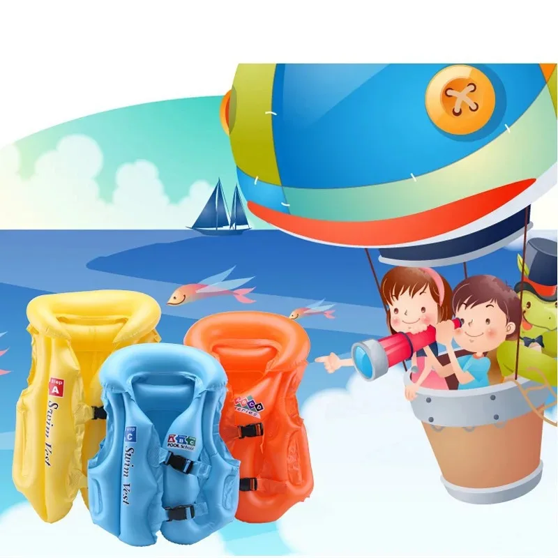 Kids Baby Life Jackets Inflatable Swim Vest PVC Children Assisted inflatable Swimwear For Water Sport Swimming Pool Accessories