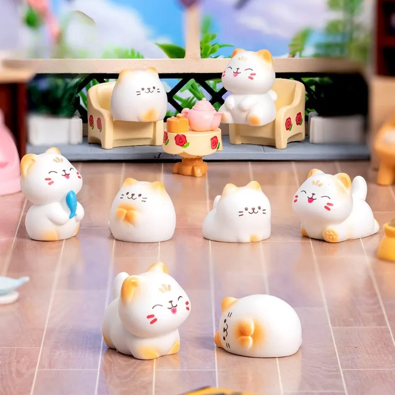 8pcs Adorable Kitten Car Decor Dashboard & Center Console Ornaments - For Decorate Rooms, Micro Landscapes, Desktops Decorations