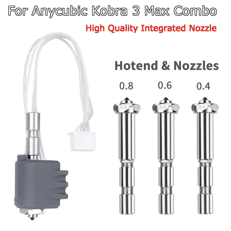 ل Anycubic Kobra 3 Max Hotend 0.4 0.6 0.8 مللي متر كومبو سريع التبديل فوهة فولاذية صلبة متكاملة #1