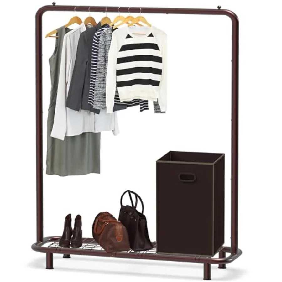 

Clothing Rack with Industrial Pipe and Bottom Shelves