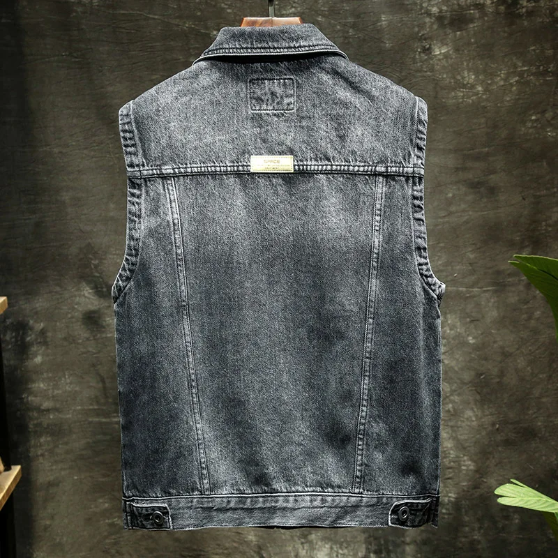 Men Sleeveless Denim Jacket Men 2023 Spring New Casual Jacket Slim Fit Windbreaker Fashion Blue Sleeveless Jacket For Men