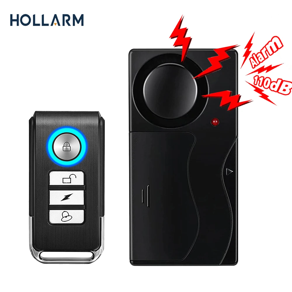 Hollarm Wireless Vibration Alarm Anti-Theft Alarm Door and Window Alarm with Remote Motorcycle Bicycle Security Sensors