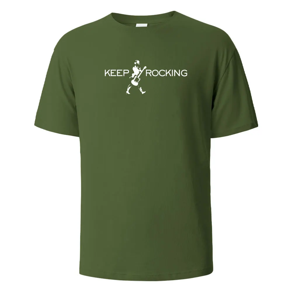 

Keep Rocking Print T-Shirt Summer Tees For Men Women 100% Cotton O-neck Oversize Casual Short sleeved Tops