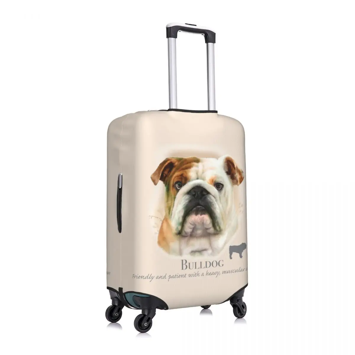 Custom Grappige Bulldog Bagagehoes Beschermer Wasbare Hond Reiskoffer Hoezen