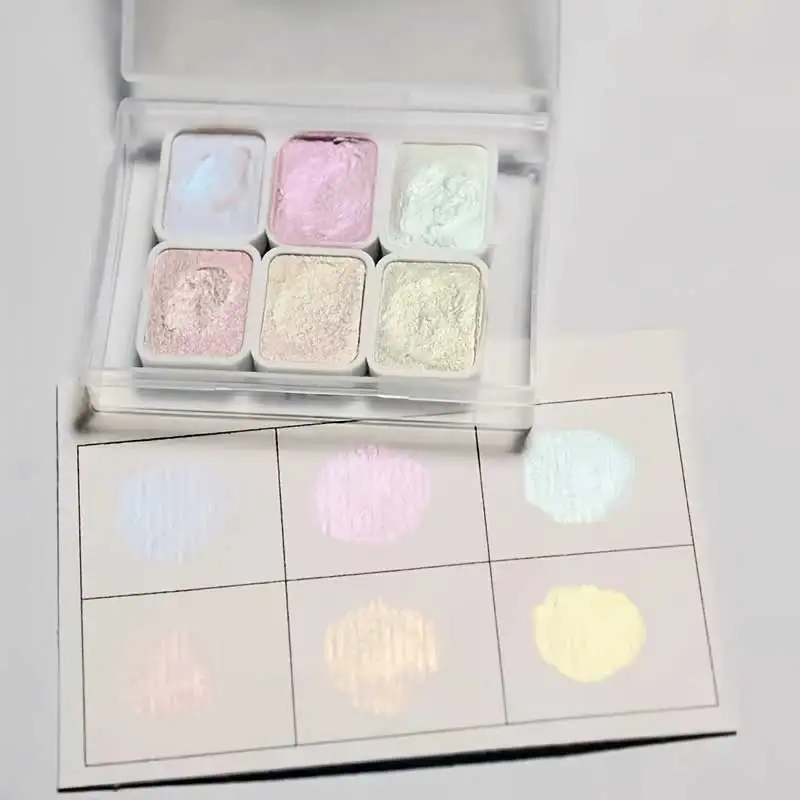 6 Color Pearl Watercolor Pigment, Solid Packaging for Traditional Chinese Painting, Tangka Calligraphy, Color Painting