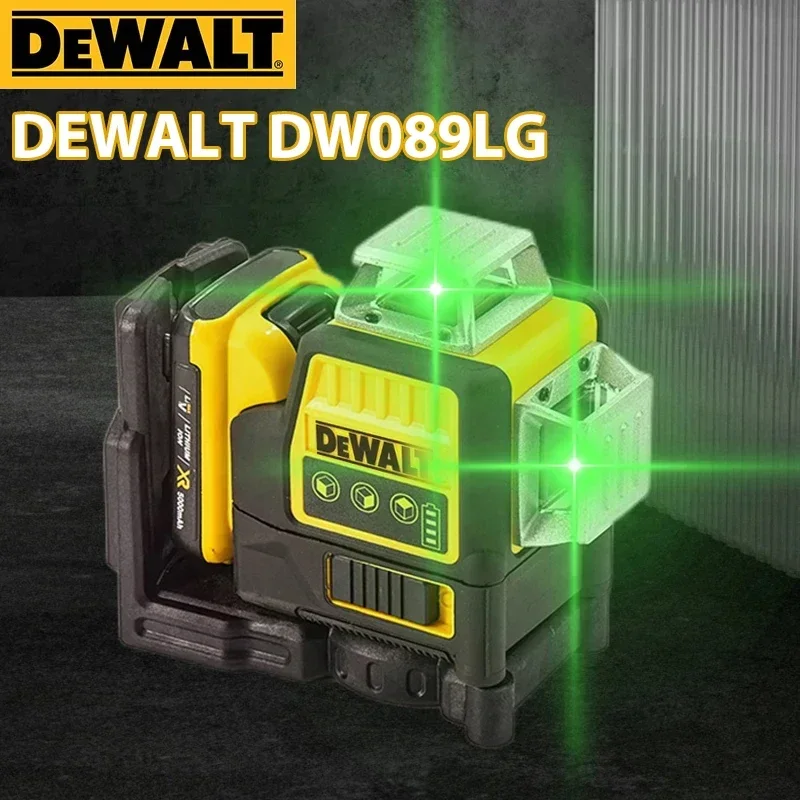 Dewalt DW089LG 3 Sides*360 Degree Vertical 12V Lithium Battery 12 Lines Laser Level Horizontal Green Light Level Meter Outdoor