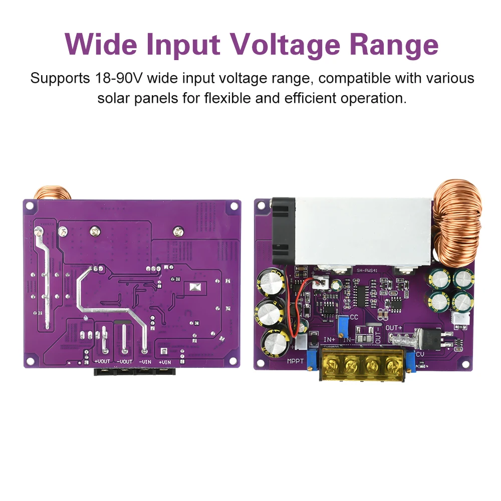 โมดูลแปลงไฟแบบปรับได้ 800W MPPT สำหรับชาร์จพลังงานแสงอาทิตย์ โมดูลจ่ายไฟ DC18-90V เป็น DC2-60V ตัวแปลงแบบ Step Down Buck พร้อมไดโอด Ideal