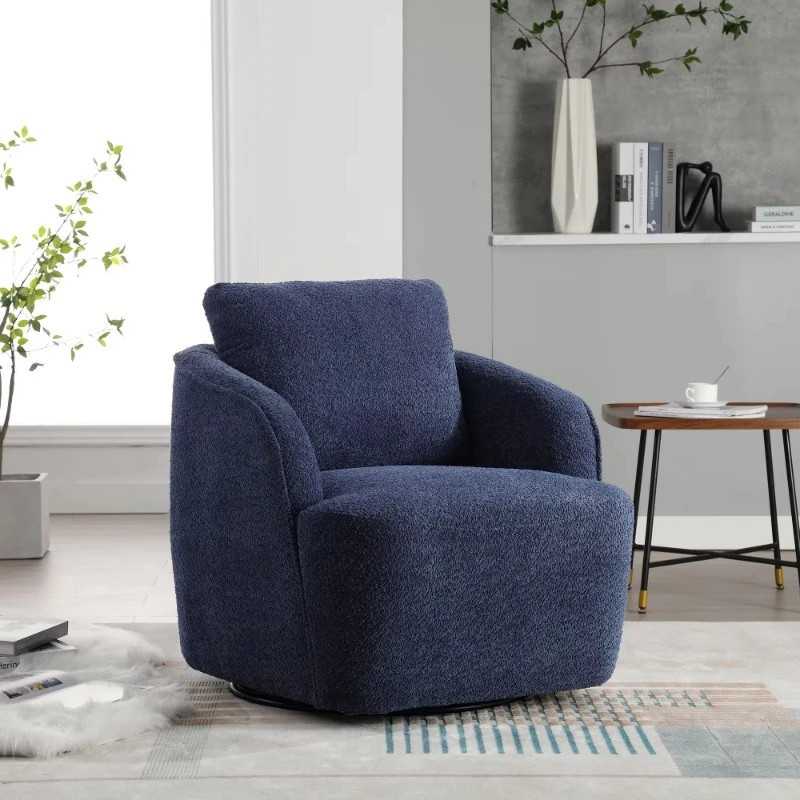 terry cloth upholstered rotating barrel chair round single sofa chair
