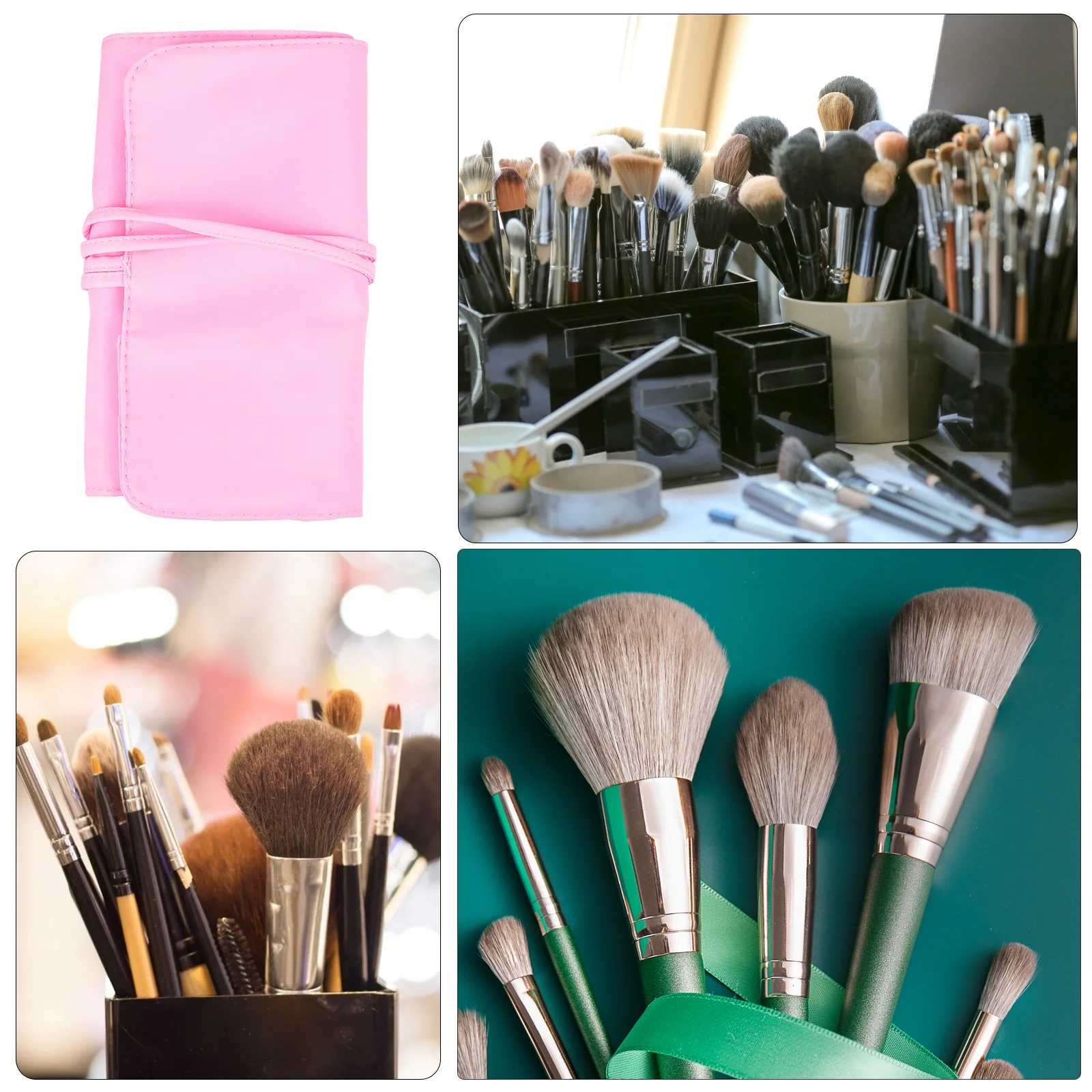 トラベルメイクブラシローリングポーチ 広々とした軽量で、必須のブラシを収納可能 女性や女の子向けの便利なキャリーケース