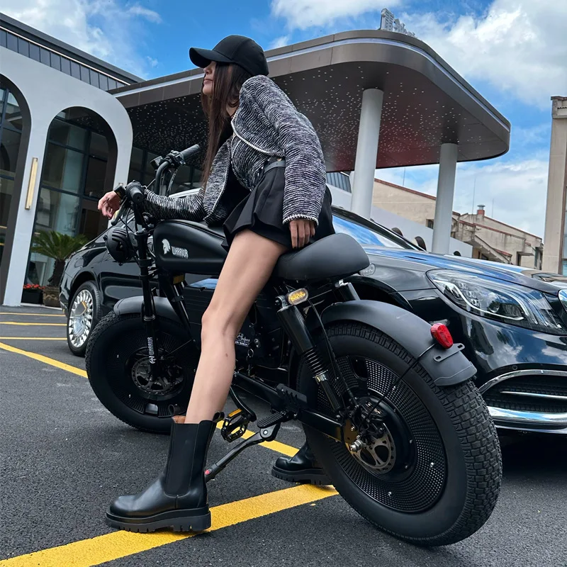 

STLF Fashion Ebike Factory 48v E Bike Pure Electric Endurance 140km Black Vintage Fat Tire