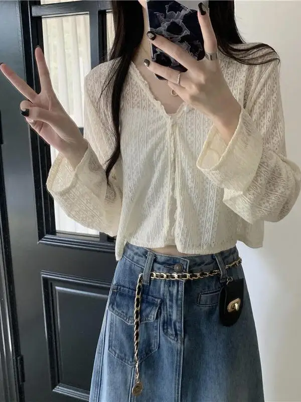 Ultra-Fine Ice-Silk Thin Sunscreen Chiffon Cardigan Women's Summer Small Size Outerwear awl Cover-Up ort Top