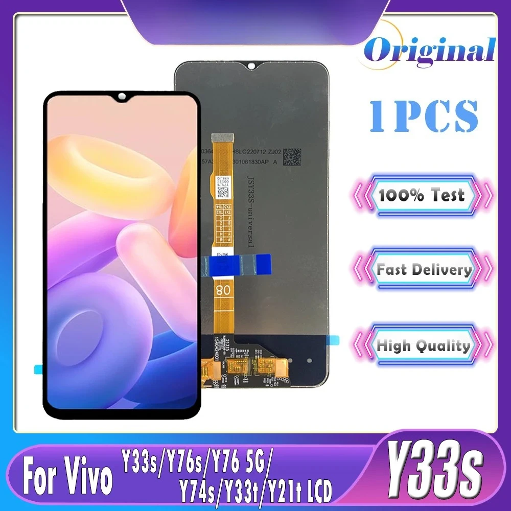 

High Quality For Vivo Y33S Y76S Y76 5G Y74S Y33T Y21T LCD Display Touch Screen Digitizer Assembly For VIVO Y33S V2109 Display