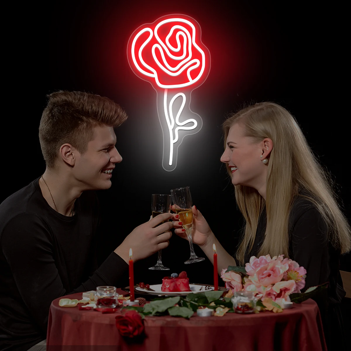 Rose neon Signs for couples to express their love for romantic gifts wedding confession scene decoration to create an atmosphere