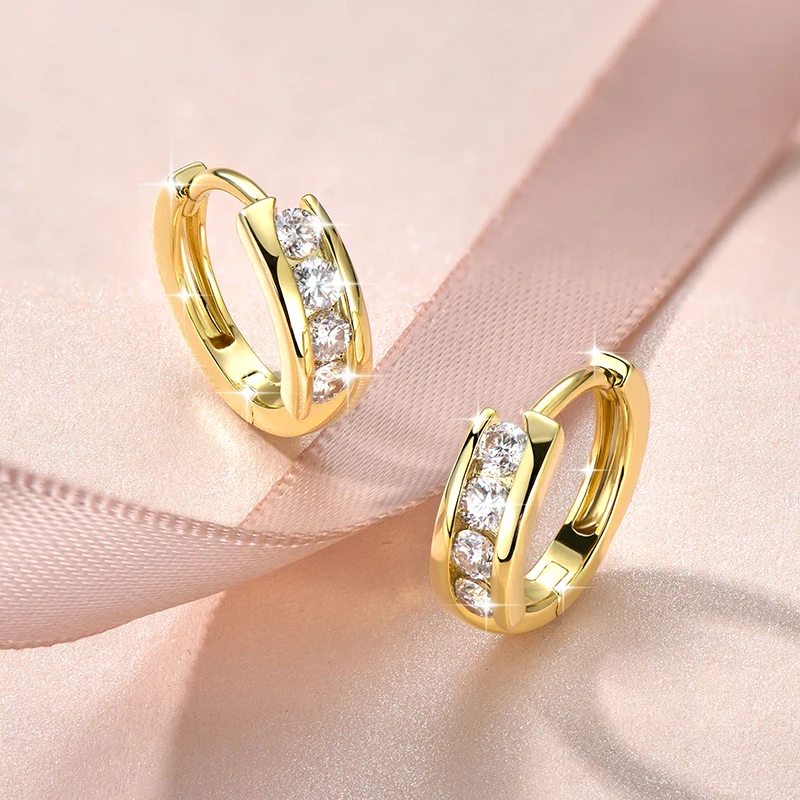 Lnngy zertifizierte 2,5 mm Moissanit-Ohrringe, 14 Karat Gold gefüllte Creolen für Damen, temperamentvoll, vielseitig, Damenschmuck, Geschenk – Detail 2