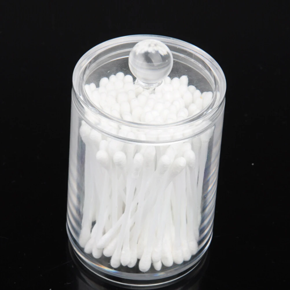 

Cotton Swab Storage Box Transparent Jar with Lid Acrylic Dustproof Easy to Clean Makeup Organizer Bathroom Bedroom Tidy