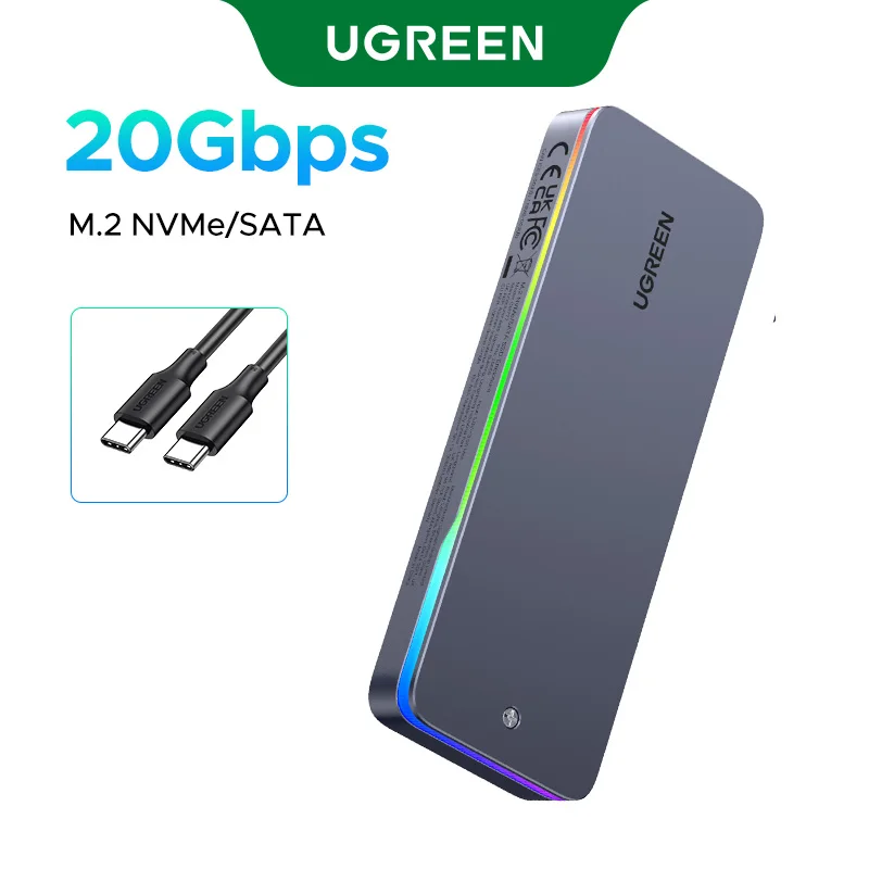 UGREEN 20Gbps M.2 SSD Case NVMe SATA SSD Enclosure Adapter USB 3.2