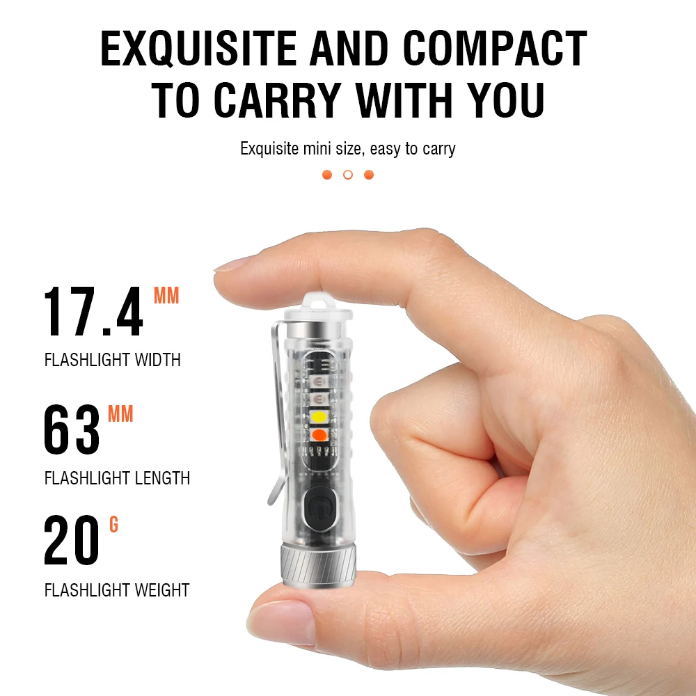 BORUiT Mini EDC LED Keychain Flashlight TYPE-C Rechargeable Torch for Outdoor Fishing Camping UV Flash Light Work Pocket Light