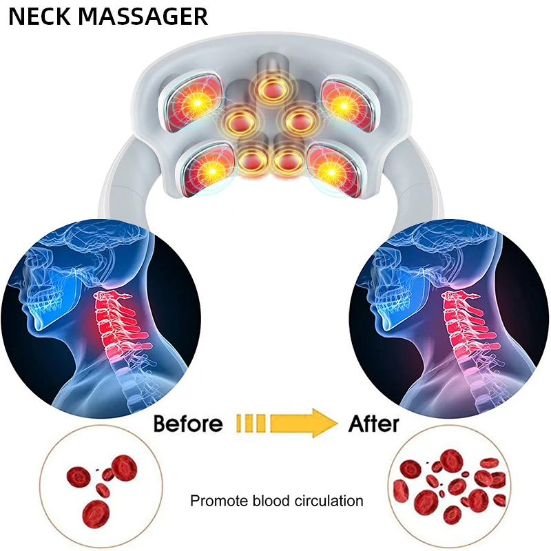 Smart Neck Cervical Massager Portable Electric Cervical Spine Shoulder Massager with 15 Levels of Vibration Intensity