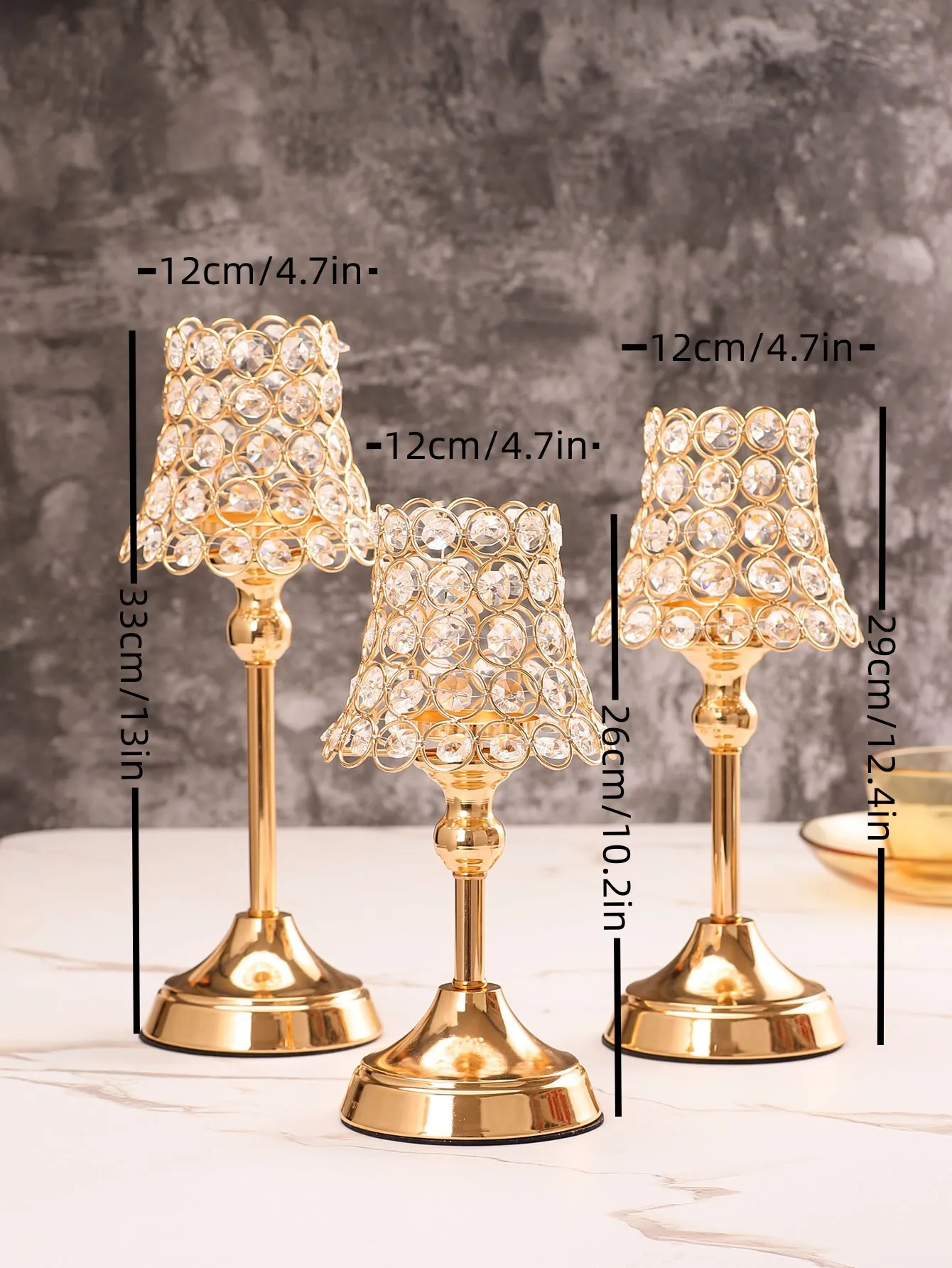 1pc Golden Crystal Candle Holder, Candlestick for Table Centerpiece Wedding Birthday Party Home Decor Christmas Gift