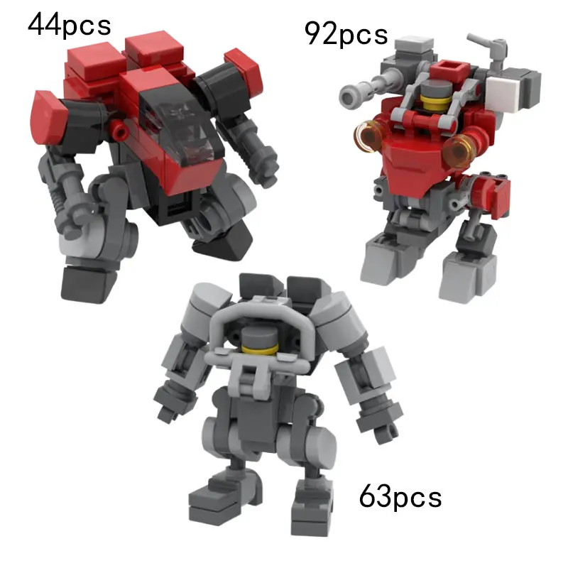 MOC-bloques de construcción de ensamblaje de partículas pequeñas: estatuilla educativa, bricolaje, modelo educativo Mech en miniatura, juguete, adorno de regalo