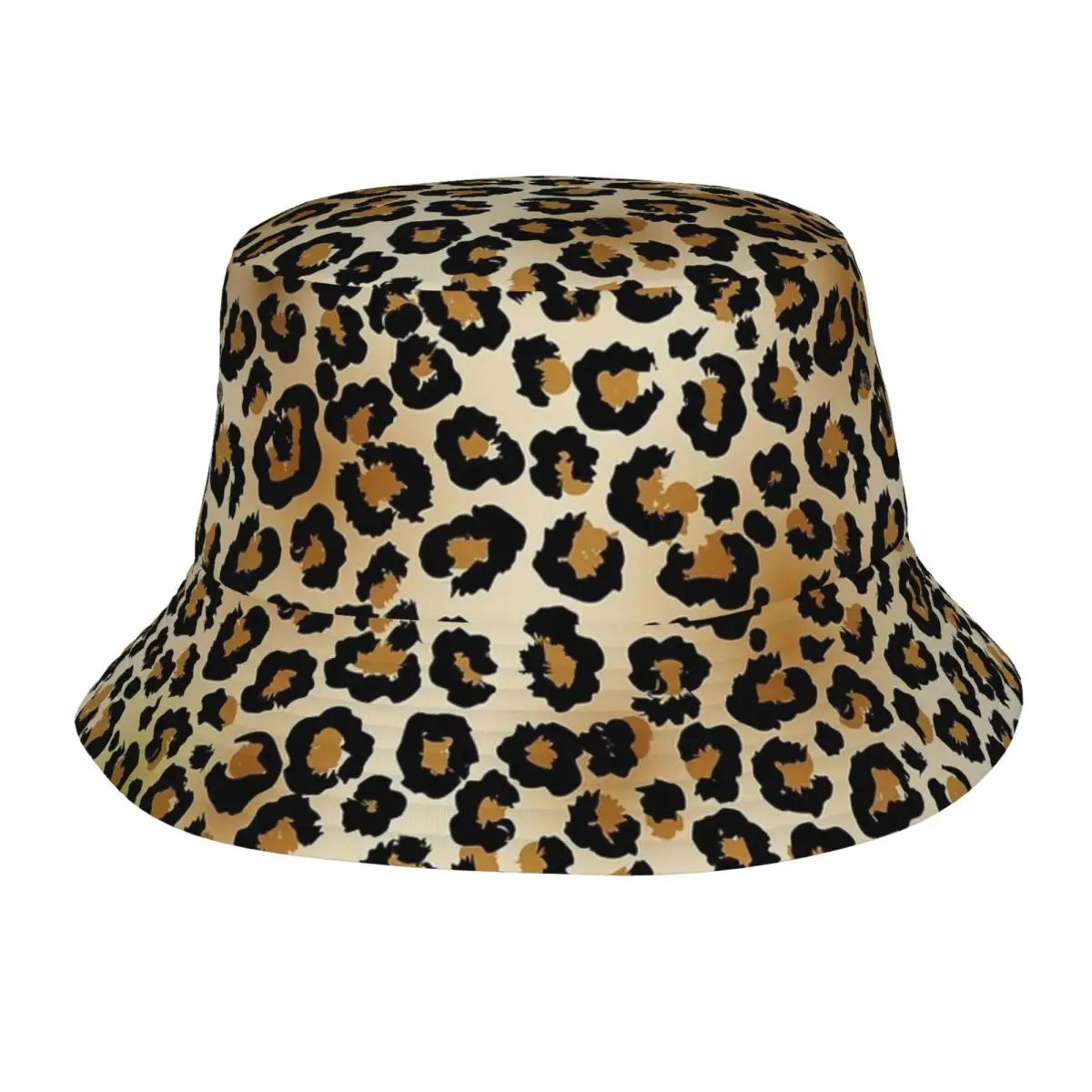 Streetwear Brown Leopard Print Bucket Hats Unisex Lightweight Outdoor Fisherman Cap Summer Beach Hatwear