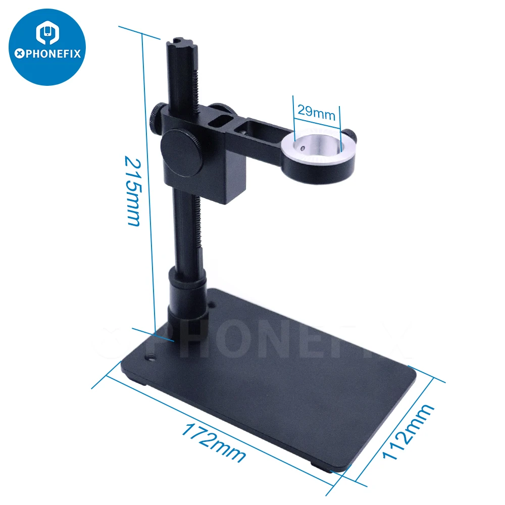 Portable Industrial Microscope Set with 130X C Mount Lens Adjustable 16LEDs Ring Light Aluminum Alloy Stand for Microelectronics