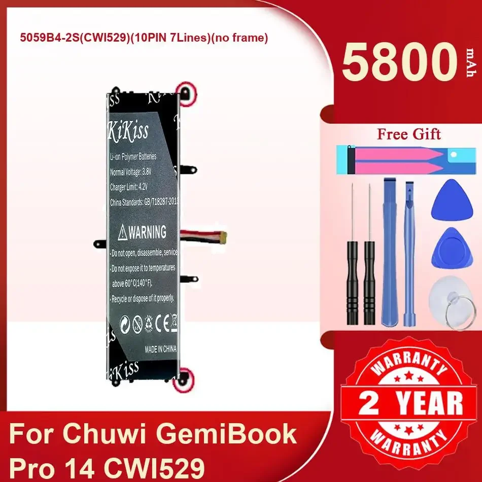 High-Durability Laptop Battery For Chuwi GemiBook Pro 14 CWI529 Laptop,5059B4-2S(CWI529)(10PIN 7Lines)(no frame),5800mAh