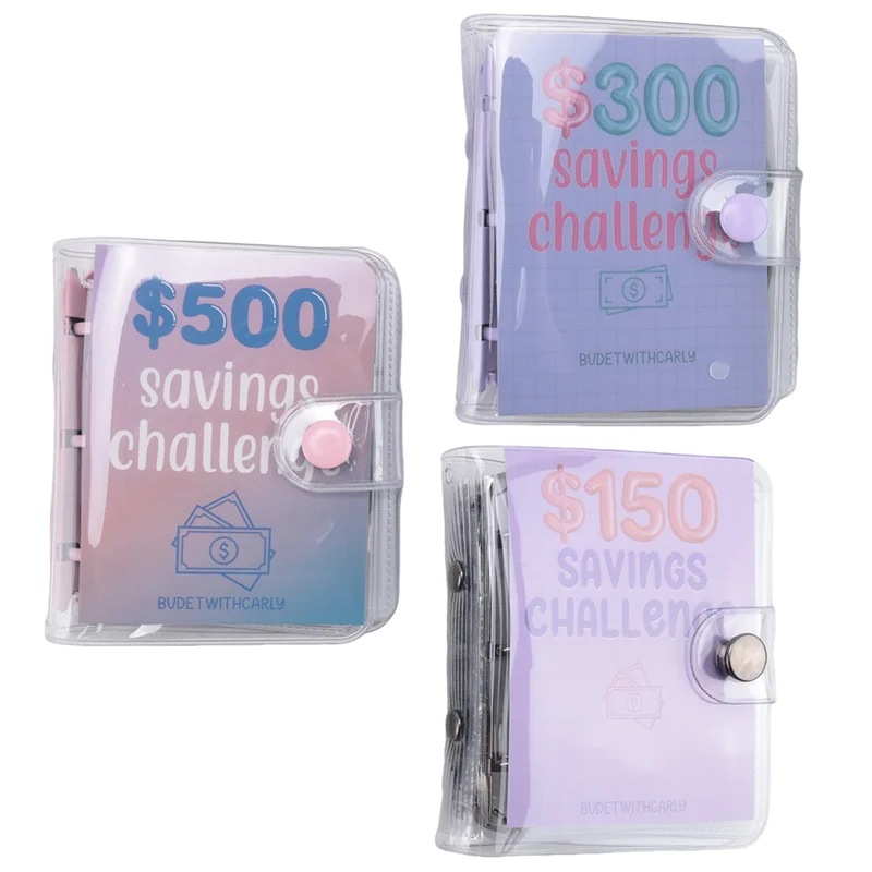 3 PCS Mini Binder Savings Challenge 150/300/500 Saving Money Budgets As Shown Cash Envelope Wallet Budget Binder Notebook Budget