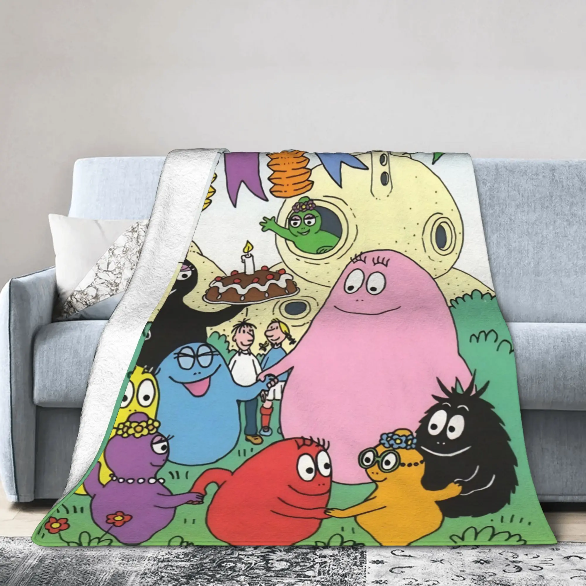 

Новинка дизайна Kawaii Barbapapa мультяшные одеяла мягкий флис расслабляющее одеяло можно стирать в машине