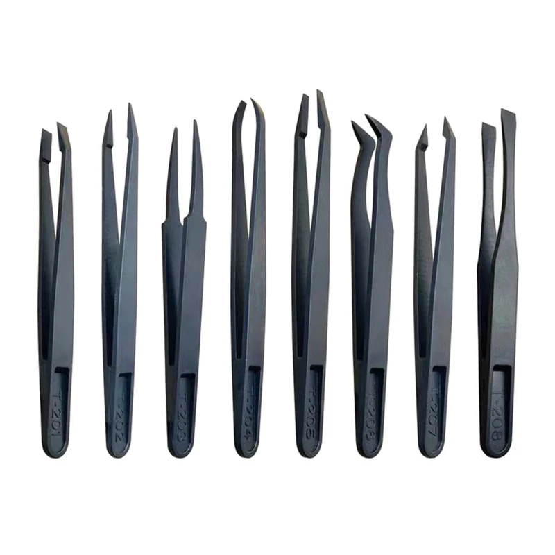 

8 Pcs/set Carbon Fiber Anti-static Tweezers DIY Repair Tool Precision Tweezers Set for Electronics Jewelry Making Repairing