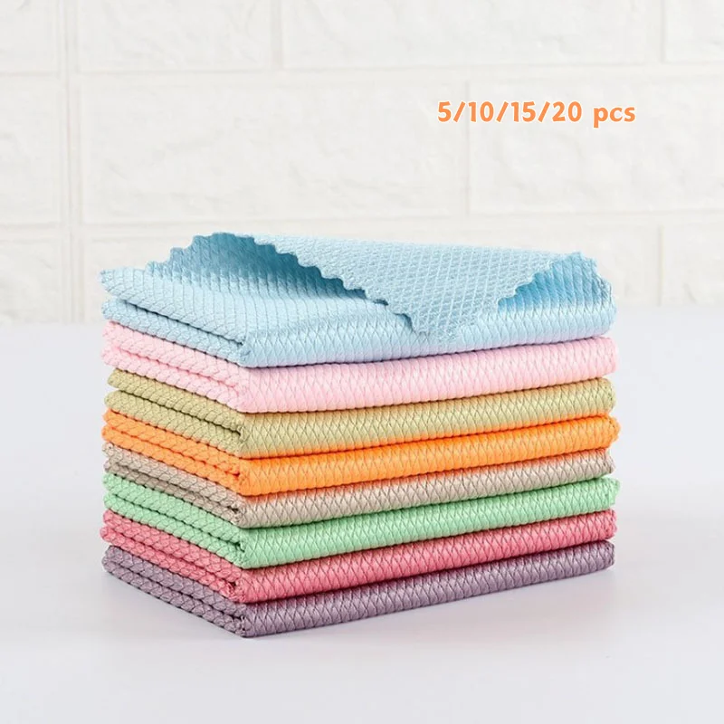 

Wipes Absorbent Non-linting Fish Scale Checkered Fish Pattern Kitchen Household Furniture Kitchen Cleaning Tools Glass Wipes