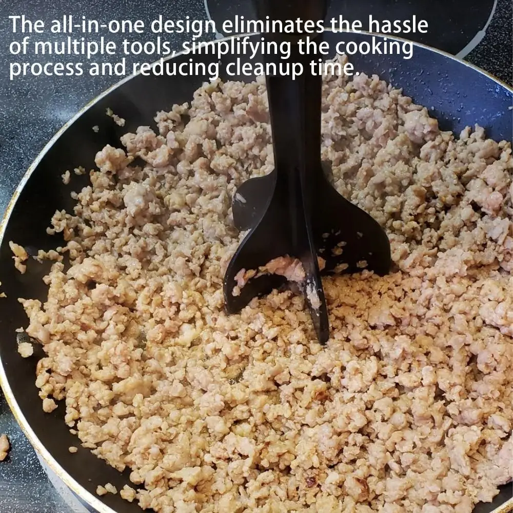Cooking Tools Black Meat Chopper Heat Resistant Non-Stick Avocado Masher Scoop And Smash Heat Proof Potato Masher Ground Beef