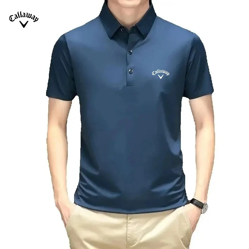 Men's High-quality Mulberry Silk Embroidered Polo Shirt, Summer New Fashion, Business Leisure, Breathable and Cool Top