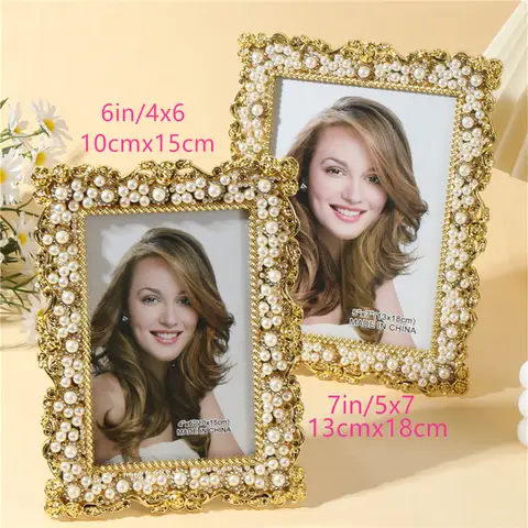 Cadre de perles d'inspiration européenne avec scintille en forme de diamant, parfait pour les intérieur modernes (papier intérieur aléatoire), 1 pièce