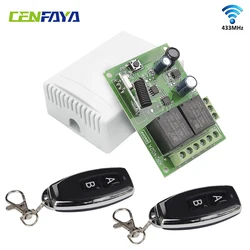 CENFAYA 433Mhz Universal Wireless Remote Control Switch DC 6V 12V 24V 30V 10A 2 Channels Relay Receiver Board 2 RF Transmitters
