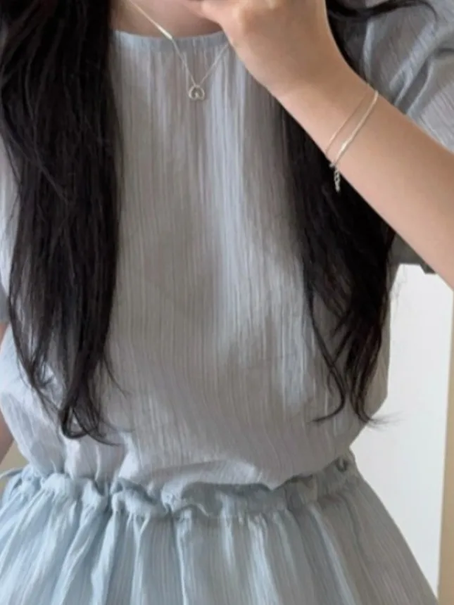 Cute ort Sve irt Women's Chic Summer New Dstring Waist Slimming Design Fren Top Quali Material Premium Knitwear