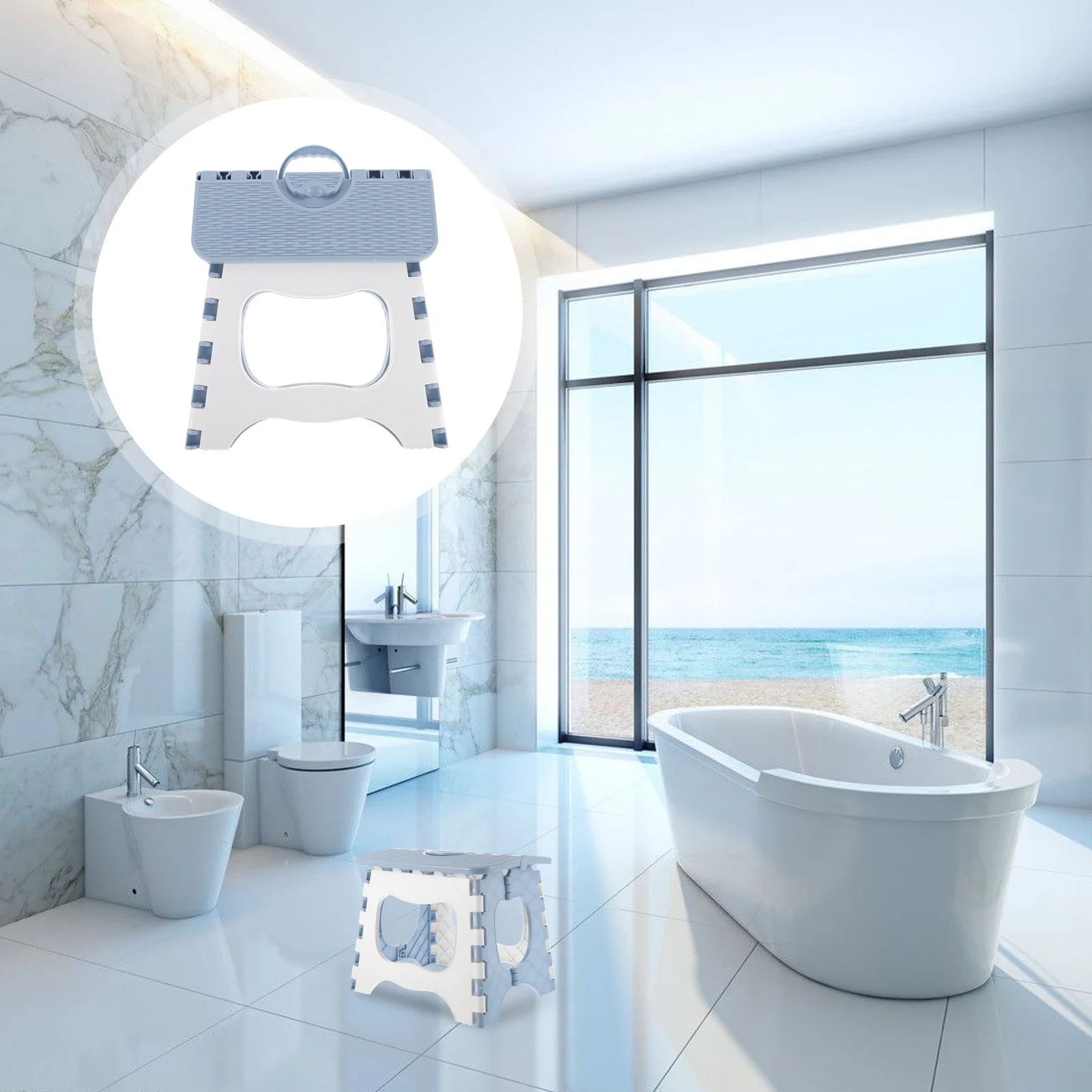 

Plastic Folding Step Stool Mini Portable Lightweight for Outdoor Fishing Kitchen Bathroom Garden Home Camping Use