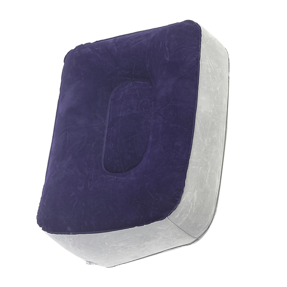 

Inflatable Foot Rest Pillow For Airplane Car Home Office Travel Leakproof Air Valve Antislip Bottom Gray Blue Design Portable