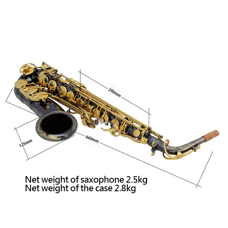 

Alto Professional Eb black nickel full flower saxophone SAX