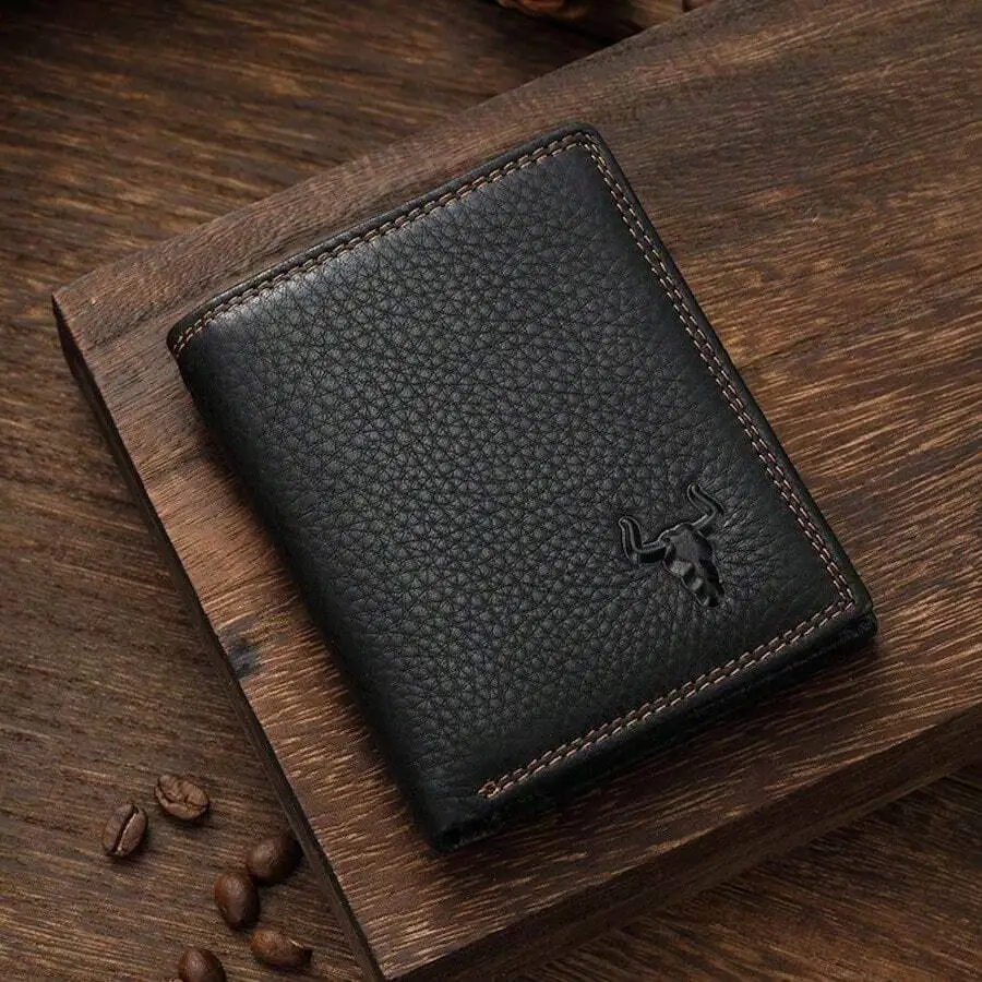 

2025 Summer Men's Genuine Leather Wallet, Large Capacity Classic Retro Card Holder, Minimalist Bifold Design, Black, Travel Essential Accessory, 3 Bill Compartments, 1 ID Window, 13 Card Slots, Father's Day Gift, Valentine's Day Gift, Anniversary Gift, Bi