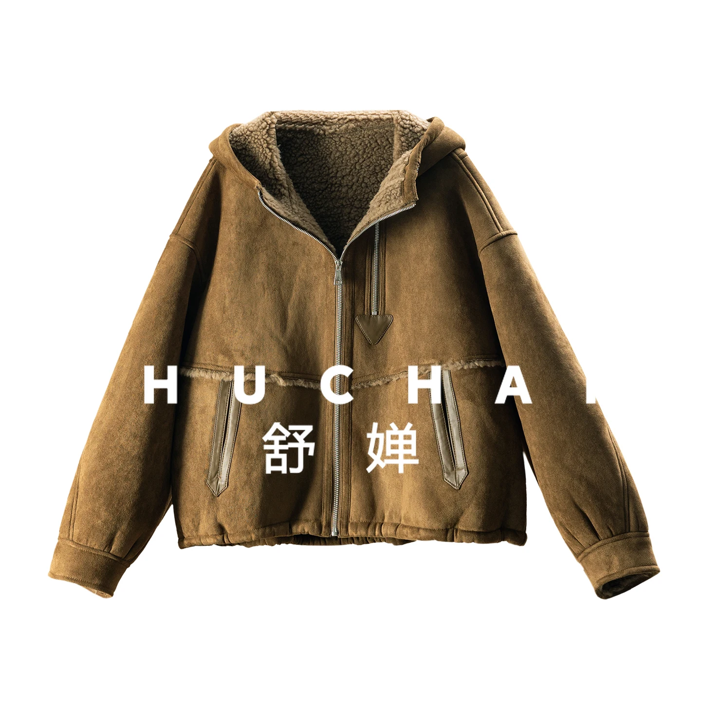 Composiet bont geïntegreerde lamswollen jas met capuchon Dames 24I5 Abrigos Mujer Invierno 2025