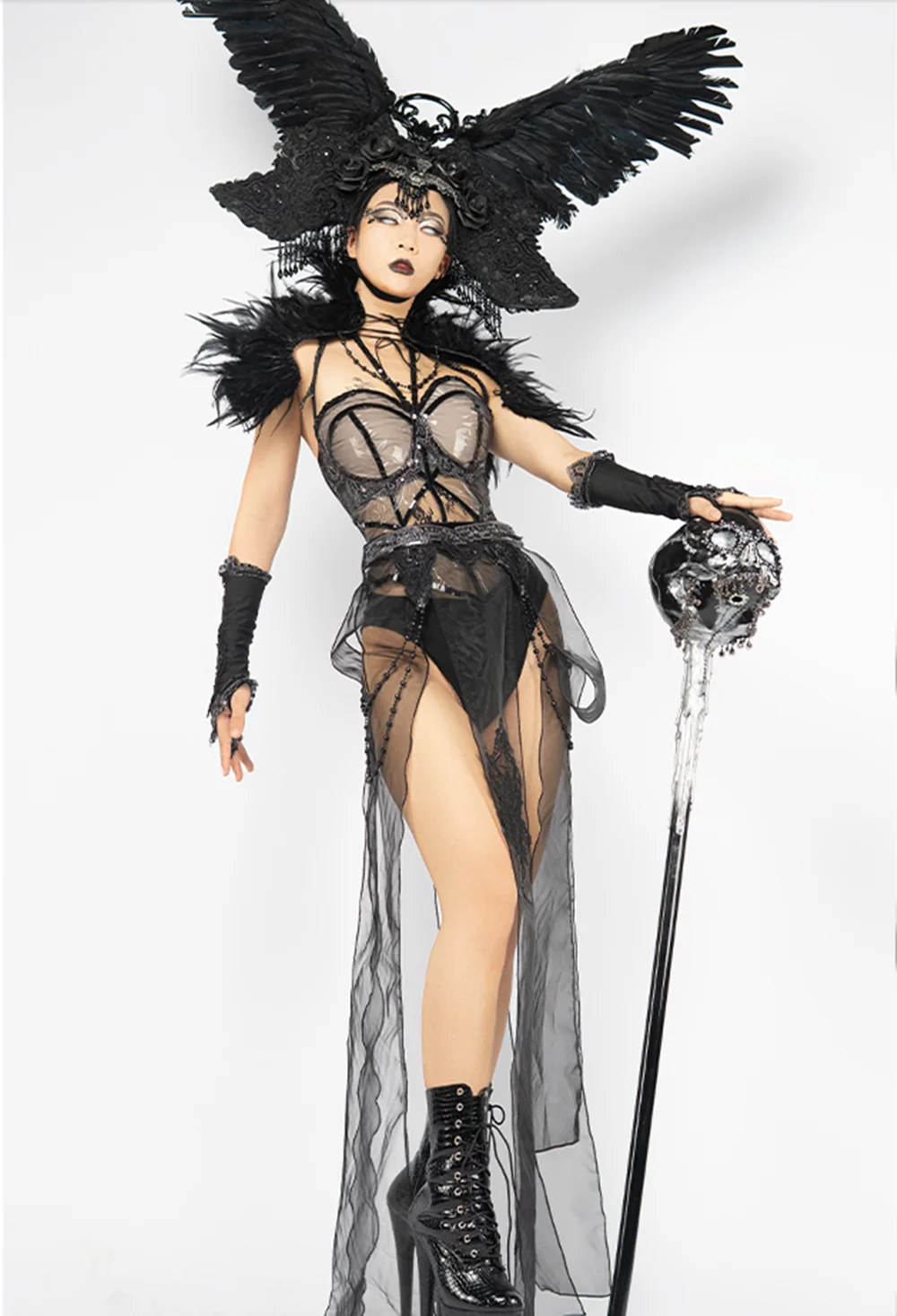 2025 ciemny styl kostium sceniczny klub nocny Bar ubrania na Halloween karnawał odzież festiwalowa Drag Queen Wear Party strój Rave yj89