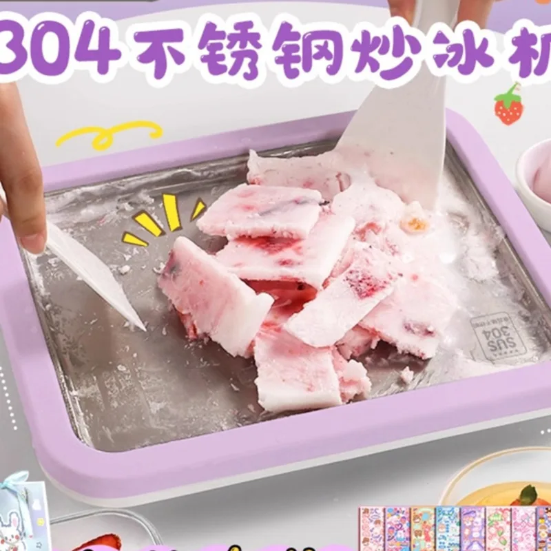 

Машина для приготовления мороженого, неэлектрическая машина для приготовления замороженного йогурта и десерта для домашнего использования, в комплект входят инструменты для изготовления рулетов мороженого