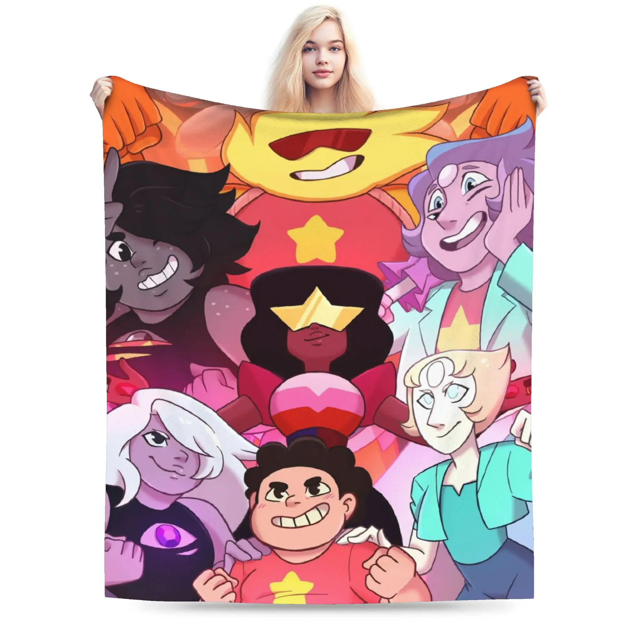 Custom Steven Universe Blanket Warm Fleece Soft Flannel Children Gift Cartoon Throw Blankets for Bedroom Couch Car Autumn